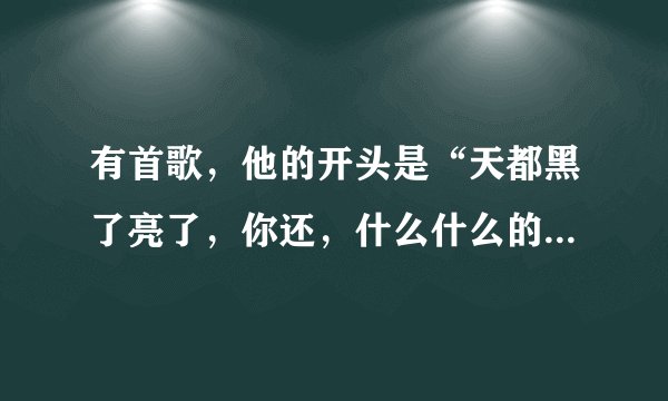 有首歌，他的开头是“天都黑了亮了，你还，什么什么的。”一首男生唱的歌，他的声音很沙哑，09年的。