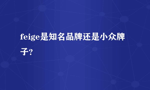 feige是知名品牌还是小众牌子？