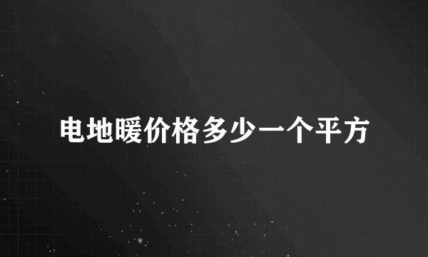 电地暖价格多少一个平方