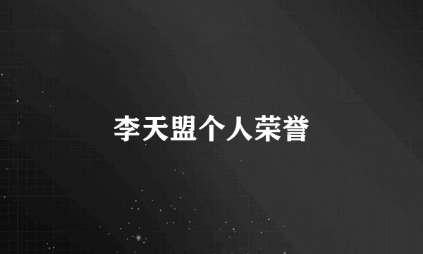 李天盟个人荣誉
