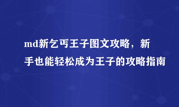 md新乞丐王子图文攻略，新手也能轻松成为王子的攻略指南