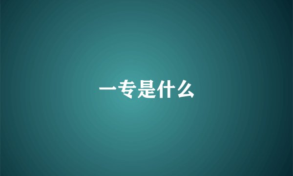 一专是什么