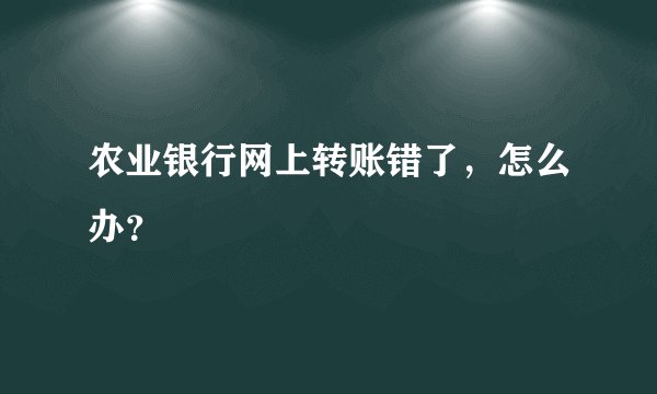 农业银行网上转账错了，怎么办？