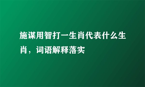 施谋用智打一生肖代表什么生肖，词语解释落实