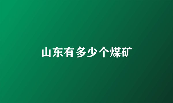 山东有多少个煤矿