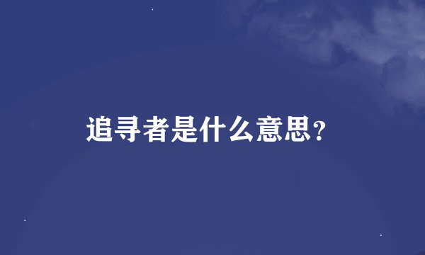 追寻者是什么意思?