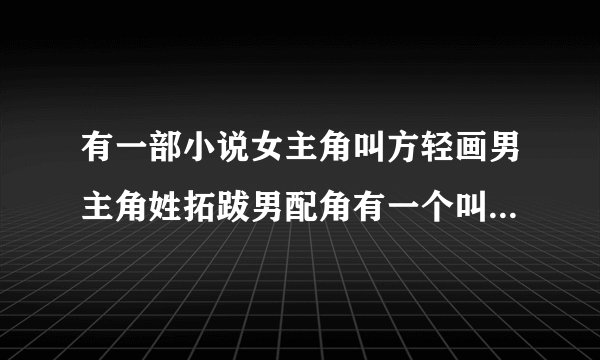 有一部小说女主角叫方轻画男主角姓拓跋男配角有一个叫苏黎世，里面组织的名字一个是苏锦宫，一个百乐门