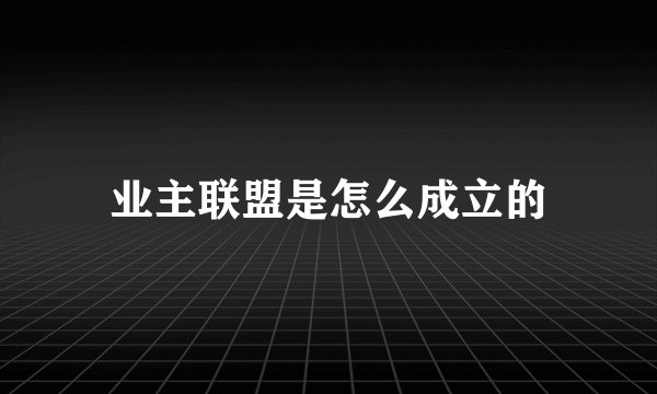 业主联盟是怎么成立的