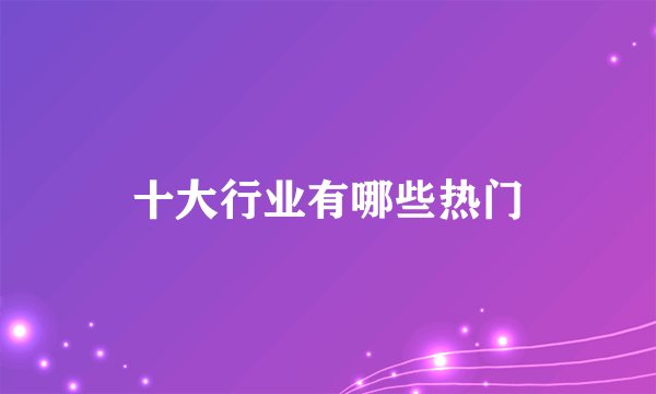 十大行业有哪些热门