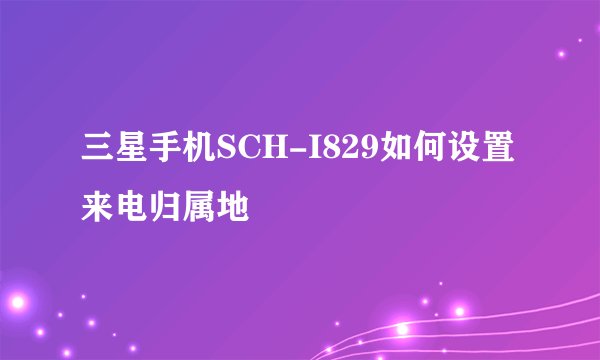 三星手机SCH-I829如何设置来电归属地