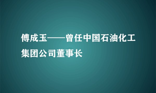 傅成玉——曾任中国石油化工集团公司董事长
