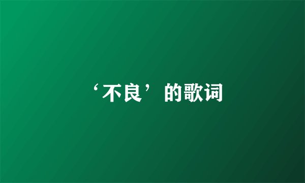 ‘不良’的歌词