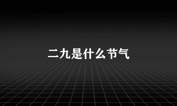 二九是什么节气