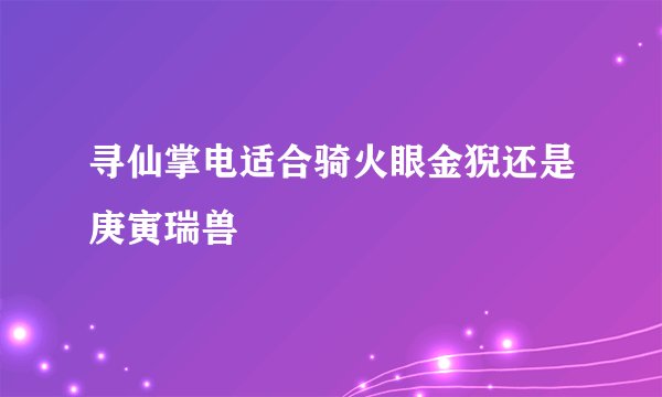 寻仙掌电适合骑火眼金猊还是庚寅瑞兽