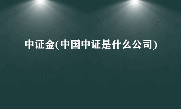 中证金(中国中证是什么公司)