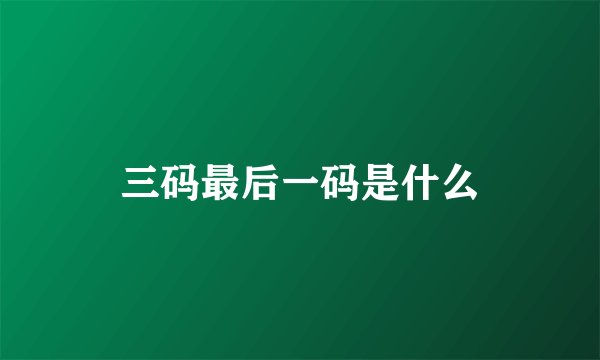 三码最后一码是什么