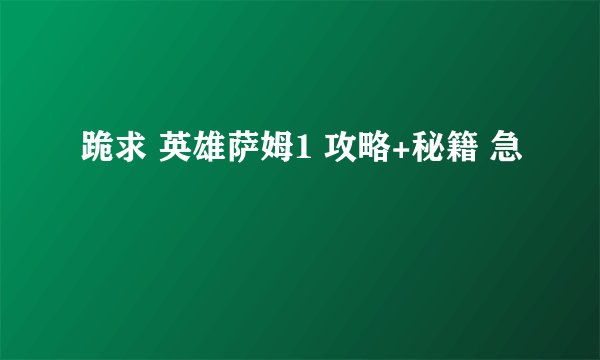 跪求 英雄萨姆1 攻略+秘籍 急
