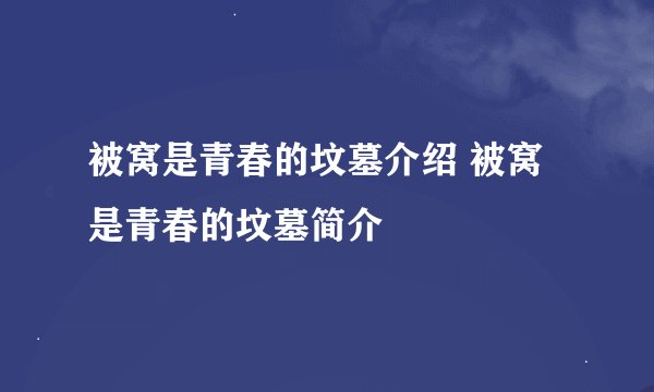 被窝是青春的坟墓介绍 被窝是青春的坟墓简介