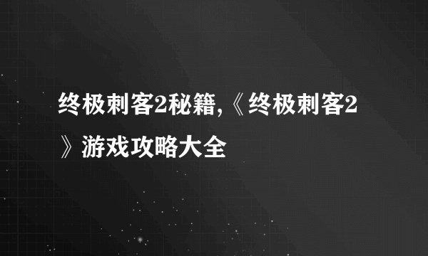 终极刺客2秘籍,《终极刺客2》游戏攻略大全