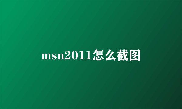 msn2011怎么截图
