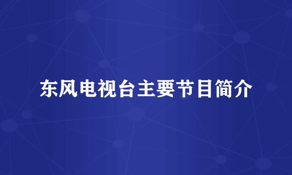 东风电视台主要节目简介