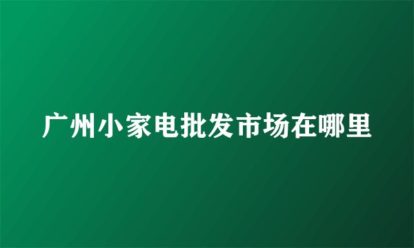 广州小家电批发市场在哪里