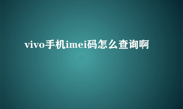 vivo手机imei码怎么查询啊