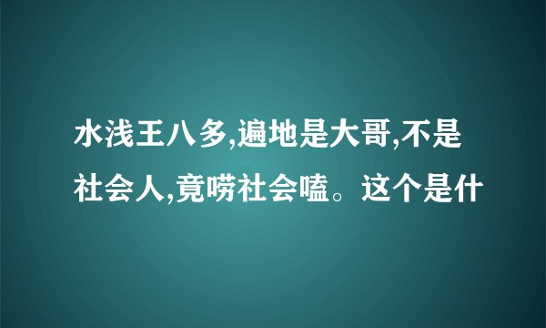 水浅王八多,遍地是大哥,不是社会人,竟唠社会嗑。这个是什