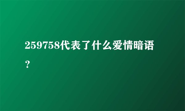 259758代表了什么爱情暗语？