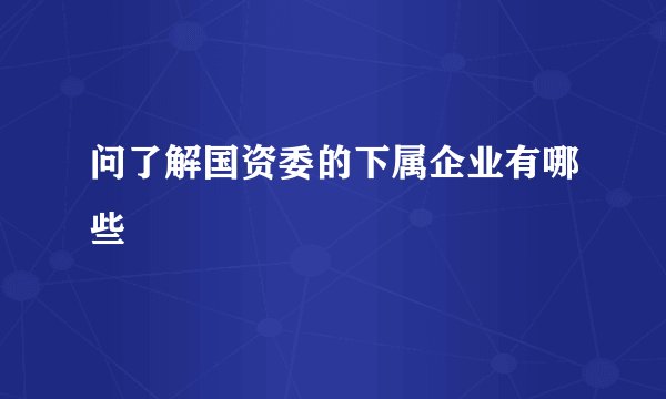 问了解国资委的下属企业有哪些