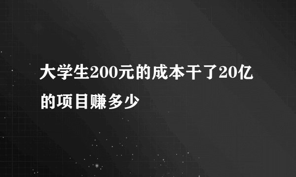 大学生200元的成本干了20亿的项目赚多少