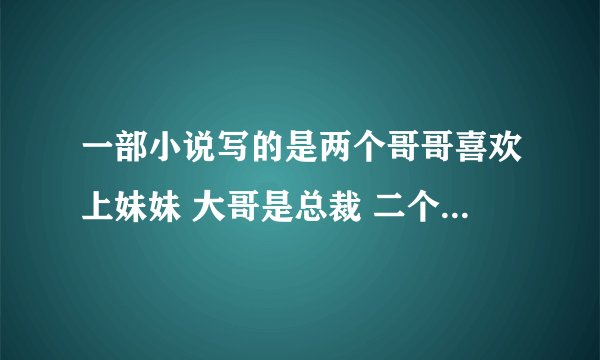 一部小说写的是两个哥哥喜欢上妹妹 大哥是总裁 二个是黑道上的好像叫什么妻