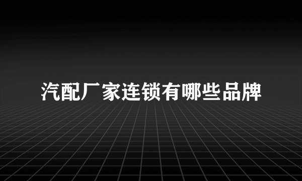 汽配厂家连锁有哪些品牌