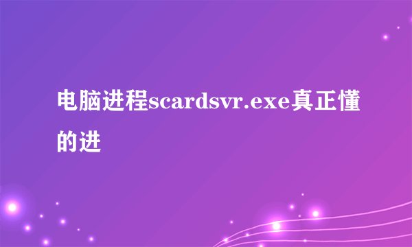 电脑进程scardsvr.exe真正懂的进