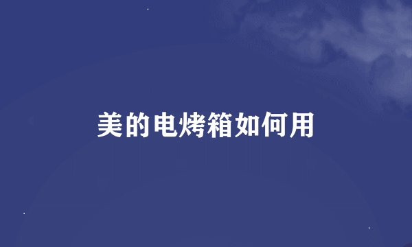 美的电烤箱如何用
