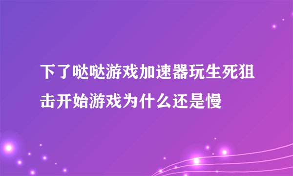 下了哒哒游戏加速器玩生死狙击开始游戏为什么还是慢