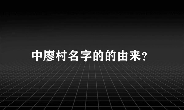 中廖村名字的的由来？