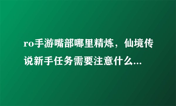 ro手游嘴部哪里精炼，仙境传说新手任务需要注意什么 新手任务怎么完成