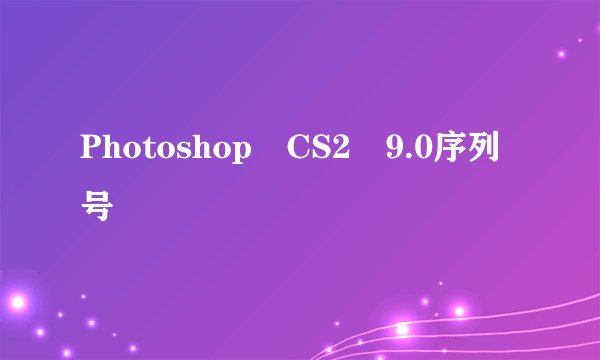 Photoshop CS2 9.0序列号