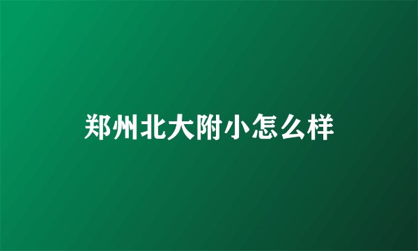郑州北大附小怎么样