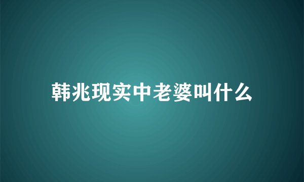 韩兆现实中老婆叫什么