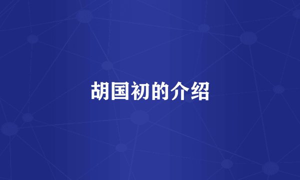 胡国初的介绍
