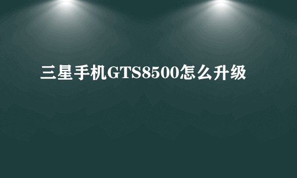 三星手机GTS8500怎么升级