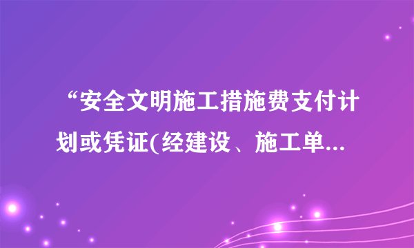 “安全文明施工措施费支付计划或凭证(经建设、施工单位双方确认)”怎么写？
