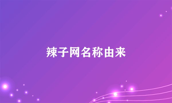 辣子网名称由来