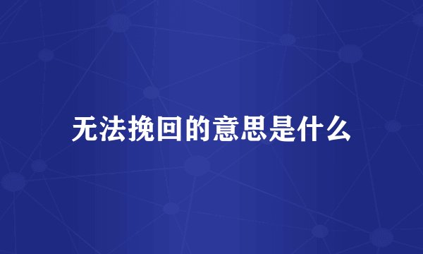 无法挽回的意思是什么