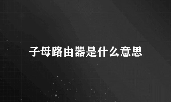 子母路由器是什么意思