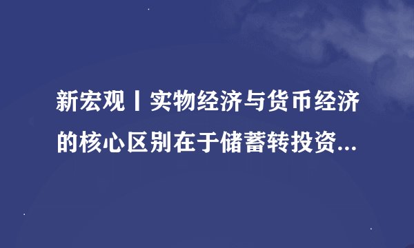 新宏观丨实物经济与货币经济的核心区别在于储蓄转投资是否产生债务