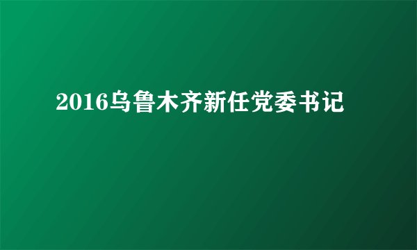 2016乌鲁木齐新任党委书记