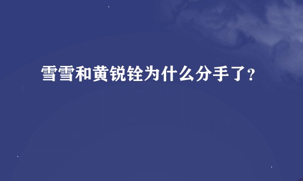 雪雪和黄锐铨为什么分手了？